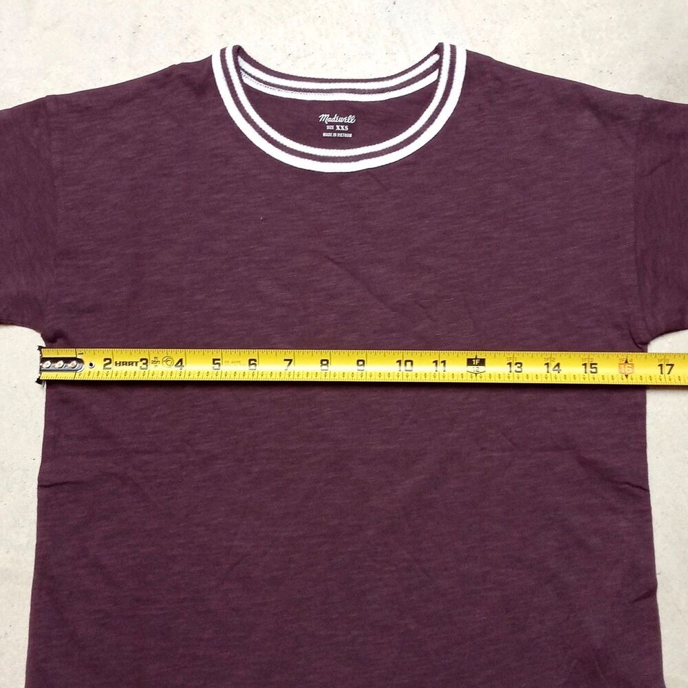 2-Pack of NWT Madewell Womens XXS Ringer Tee Whisper Burgundy T-shirts - Picture 9 of 9